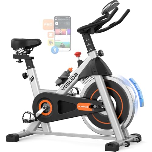 YOSUDA Exercise Bike, Magnetic Friction Stationary Bike with App Training - color: Orange Black