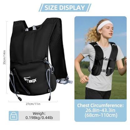 Hydration Backpack for Women Men, Lightweight Running Vest with 1.5L Water Bladder, Breathable Water Backpack for Hiking Running Cycling Climbing-White/Black - style: Black