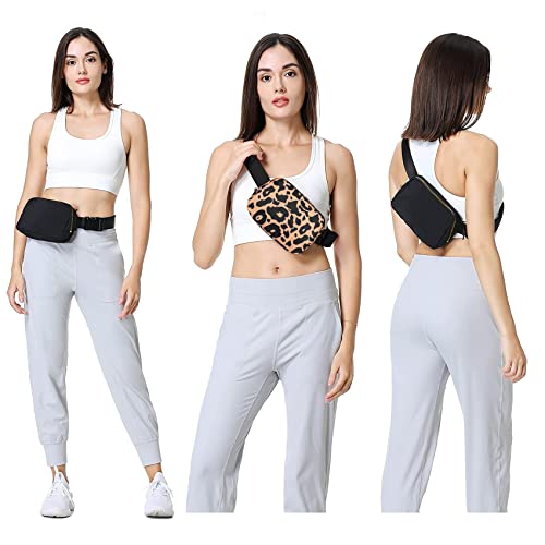 VOROLO Fanny Pack For Women And Men Crossbody Bag Belt Bag Leopard Yellow - color: Leopard Yellow with rope