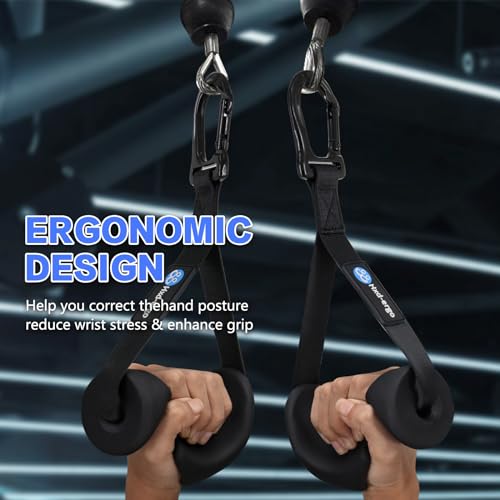HXD-ERGO Ergonomic Exercise Handles for Cable Machine Attachments - color: Integrated Carabiner