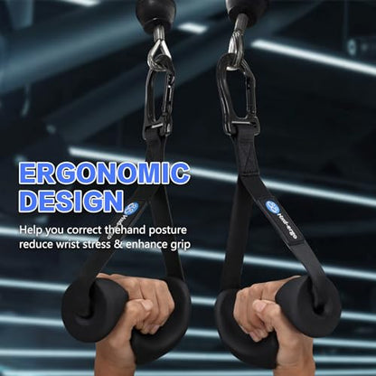 HXD-ERGO Ergonomic Exercise Handles for Cable Machine Attachments - color: Integrated Carabiner