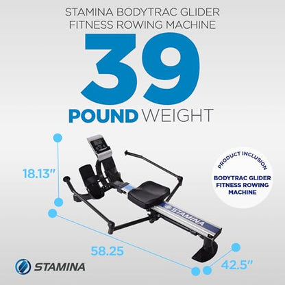Stamina Hydraulic Rowing Machine, BodyTrac Glider with Cylinder Resistance, 250 Lbs - Home and Gym Exercise Equipment - Ideal for Fitness Training and Body Workout - style: Glider 1052