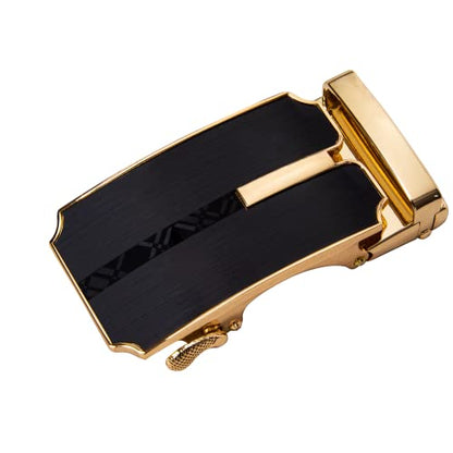 Dubulle Mens Ratchet Belt Gold Click Buckle Adjustable Leather Belts - color: Black Fashion Strap, size: Adjustable from 36" to 45" Waist