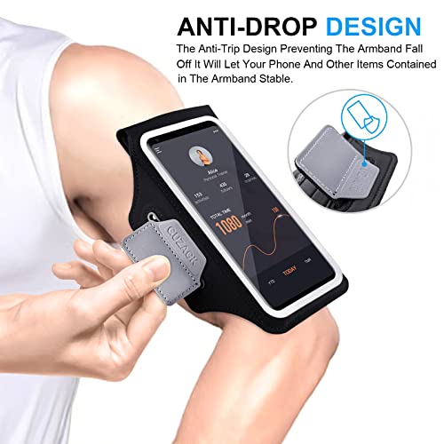 GUZACK Running Armband for iPhone 17 16 15 14 13 Pro Max, Galaxy S25 S24 S23 S22, with Card Slot & Key Pockets, Running Phone Holder, Fit Up to 6.9 Inches Phone - Size L (Bigger Arm 14-17 in) - color: Green Zipper (Up to 6.9"), size: L