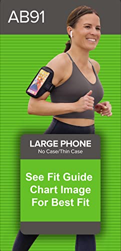 Tune Belt AB91 Running Armband – Flexible, No-Slip Holder for Large Phones - color: Black