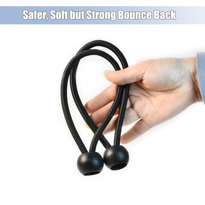 20 PCS Heavy Duty Trampoline Bungee Cords with Balls - 6.3 Inch Replacement Elastic Ropes for Fitness Trampolines, Includes Spring Puller Tool, Max Weight Limit 330 lbs, Quiet & Durable Bungee System - size: 6.3 in 20 PCS Bungee Cords With Ball
