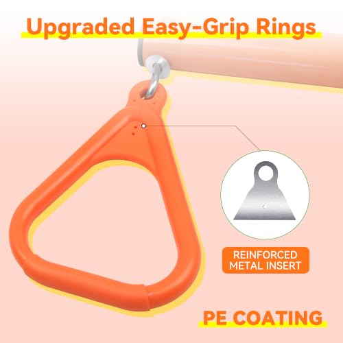 18" Trapeze Swing Bar Rings 48" Heavy Duty Chain Swing Set Accessories & Locking Carabiners… (Orange) - color: Orange