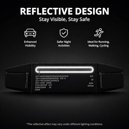 Running Belt Fanny Pack Men Women, Slim No-Bounce Waterproof Phone Holder - color: Black