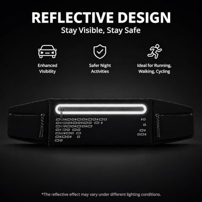 Running Belt Fanny Pack Men Women, Slim No-Bounce Waterproof Phone Holder - color: Black