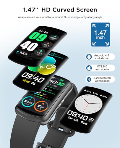 Smart Watch Fitness Trackers for Men Women, 24/7 Health Activity Monitor - color: Black