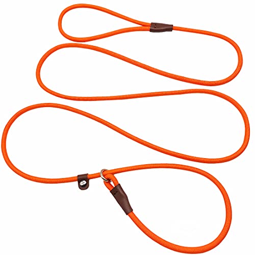 MayPaw Slip Lead Control Leash for Dogs No Pull, 13+ Colors Classic Dog Lead 7FT Pet Slip Leash, 1/4” Rope Leashes for Small Medium Animals Orange - color: orange
