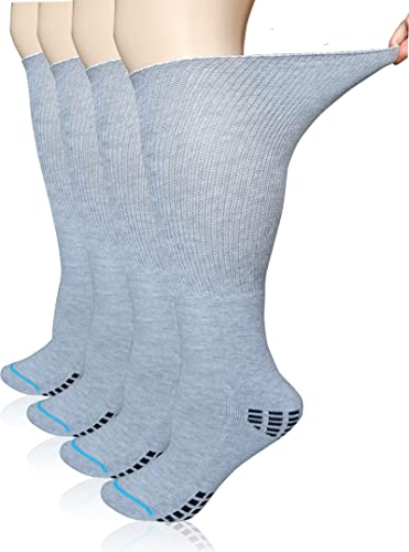 COIYUFUX Extra Width Socks For Bariatric Diabetic For Men Women, Cast Lymphedema Socks for Swollen Foot Ankle 2 Pairs - color: Gray