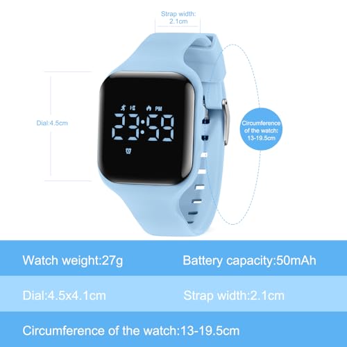 Kids Watches for Girls Boys Digital Sport Watch with Step Counter Pedometer Vibration Alarm Clock, No App Waterproof Fitness Tracker Kids Watch Boys Girls Teens Students Ages 5-16 - color: 007-E-SkyBlue