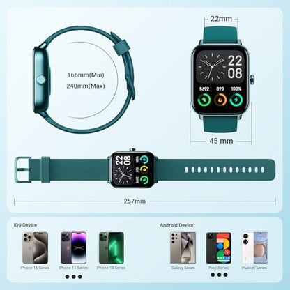 Smart Watch for Women Android iPhone, Alexa Built-in, 1.8" Smartwatch with Heart Rate/SpO2/Sleep Monitor, IP68 Waterproof Activity Fitness Tracker with Bluetooth Call, 100+ Sport Mode, DarkGreen - color: DarkGreen