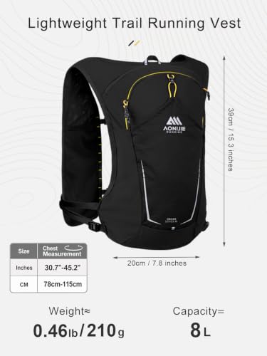 AONIJIE 8L Running Hydration Vest for Men & Women - style: Black Running Vest with 2L Bladder