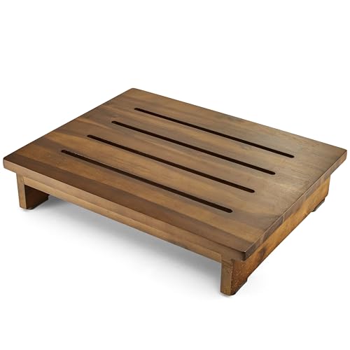 HOLANA 3.5" Wooden Step Stool, Pre-Assembled, Sturdy 300LBS (Walnut Color) - color: Walnut, size: 3.5" H