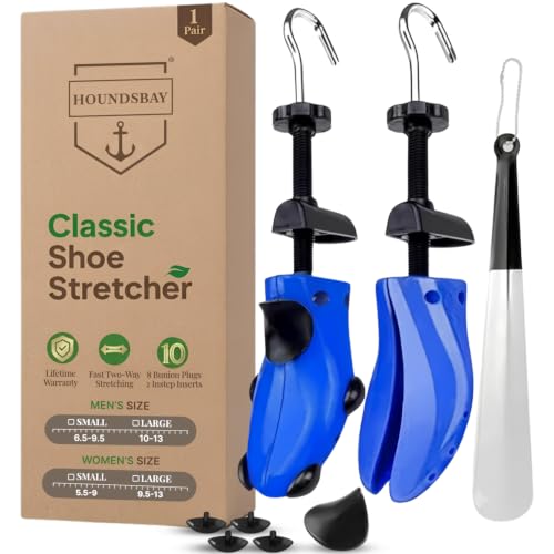 HOUNDSBAY Shoe Stretcher Women & Men, Adjustable 2-Way Shoe Expander - color: Classic L for Men (Size 10–13) Blue