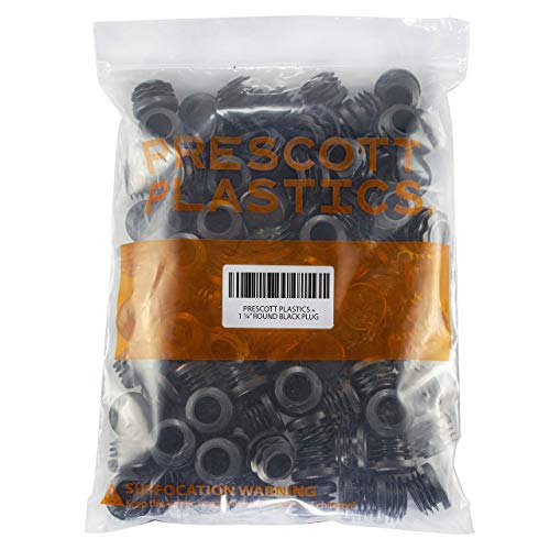 Prescott Plastics 1 1/4” (31.75mm) Outer Diameter Ribbed Plastic Hole Plugs, Round Black Metal Tubing End Caps, Strong Furniture Leg Inserts, Impact & Weather Resistant, Made in the USA - 50 Pack - color: 50 Pack, size: 1.25"