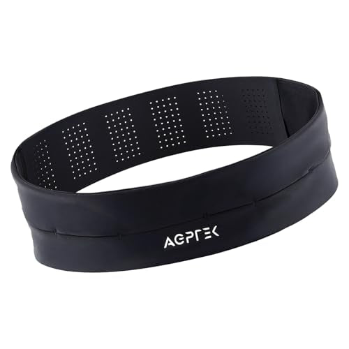 AGPTEK Adjustable Running Belt with Water Bottle, Slim Hydration Fanny Pack for Men Women, No-Bounce Waist Pouch for Running, Gym, Hiking, Workout, Money Belt for All Phones & Essentials, L - size: Large
