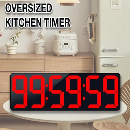 Large Digital Timer Wall Clock with Remote Control, 17.2" Count Down Up Digital Timer LED Display Auto DST Big Digital Clock for Bedroom Kitchen Living Room Office Gym Home Decor