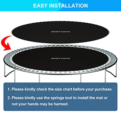 SPORTYOUTH Trampoline Replacement Mat Fits 12ft/14ft/15ft Round Trampoline - size: 12ft | 72Rings | Fits 5.5" Springs