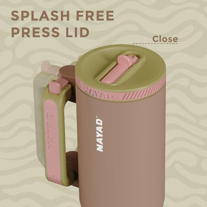 23oz Insulated Tumbler with Foldable Handle & 10oz Snack/Pill Container - color: Light brown
