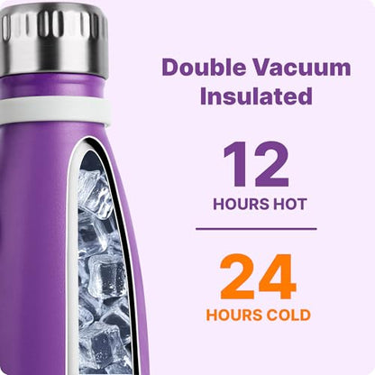 Small Water Bottle-12 oz Leak Proof Stainless Steel Water Bottle for Purse - color: Purple, size: 12 Ounces