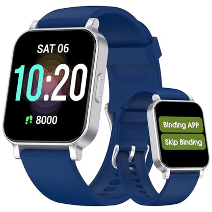 Smart Watch Senior Friendly No App No Phone Required, Waterproof Pedometer - color: Blue