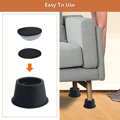 DEDU Bed Risers 2 Inch Heavy Duty 9 Pack, Furniture Risers for Sofas Supports Up to 6600 Lbs, Round Couch Risers for Bed, Couch, Desk or Chair (Black) - size: 2 inch
