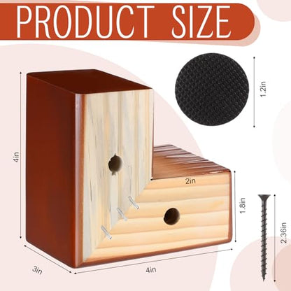 Geelin 8 Pack 3 Inch Wood Furniture Risers L-Shaped Bed Riser, Brown - color: Brown, size: 3 Inch