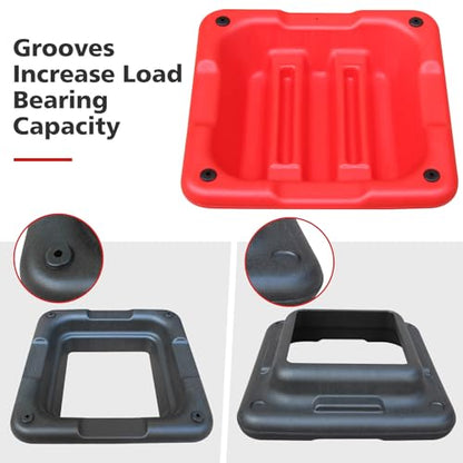 GOWE Height-Adjustable Step Aerobics Platform Fitness Equipment Stepper Trainer Exercise Step Platform with 4 Riser Red