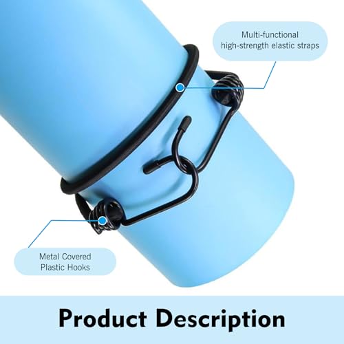 4 PCS 48 Inch Car Bungee Cords with Hooks, Heavy Duty Elastic Stretch Bungee Straps, Auto Cargo Tie-Downs, Universal for Cars, SUVs, Trucks, RVs, Off-Road (Black)