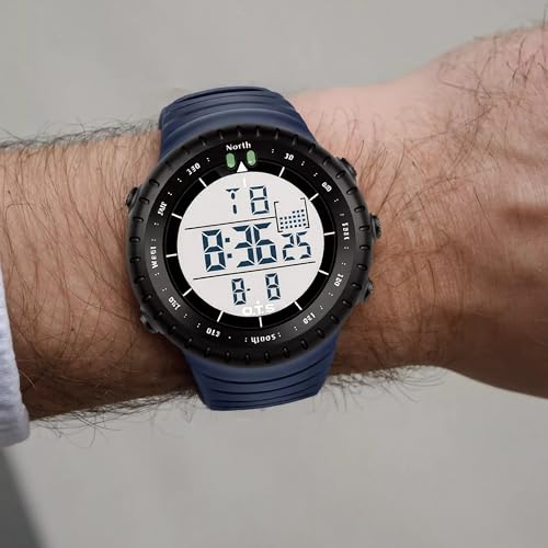 PALADA Men's Digital Sports Watch Waterproof Tactical Watch with LED Backlight Watches for Men - color: Dright Dark Blue