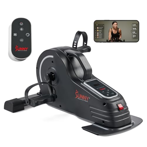 Sunny Health & Fitness Smart Motorized 2-in-1 Pedal Exerciser, Indoor Compact Under-Desk Mini Bike for Low-Impact Cardio Workout and Physical Therapy, Free SunnyFit Training App Connection - color: Dark Grey