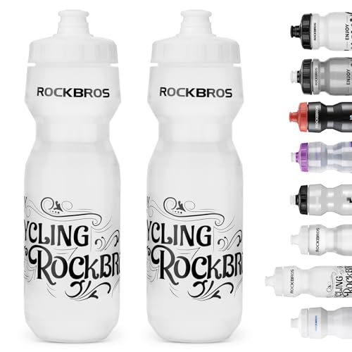 ROCKBROS Bike Water Bottle 20oz-25oz Squeeze Cycling Water Bottle BPA Free - color: 25oz White, style: 2 Pack