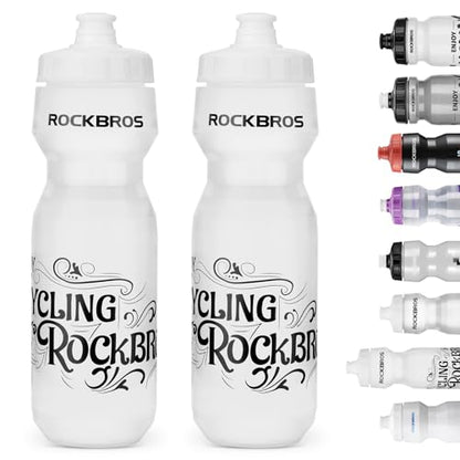 ROCKBROS Bike Water Bottle 20oz-25oz Squeeze Cycling Water Bottle BPA Free - color: 25oz White, style: 2 Pack
