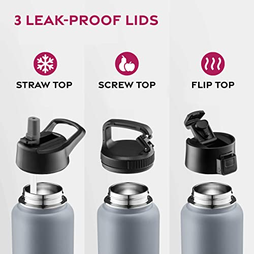 FineDine Insulated Water Bottle with Straw, 25 Oz, Modern Lava Gray - color: Modern Lava Gray, size: 25 Ounces