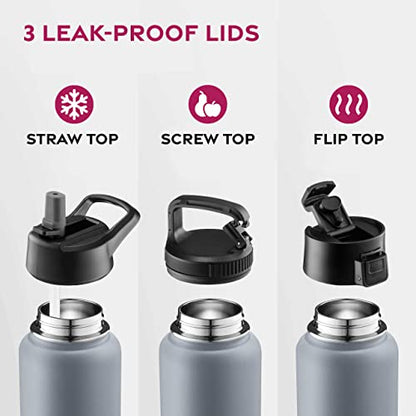 FineDine Insulated Water Bottle with Straw, 25 Oz, Modern Lava Gray - color: Modern Lava Gray, size: 25 Ounces
