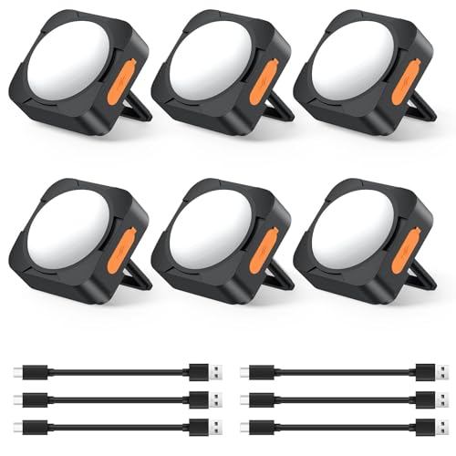 FLY2SKY 6Pack LED Rechargeable Camping Lights Tent Lantern Mini Emergency - style: 6 Pcs Black