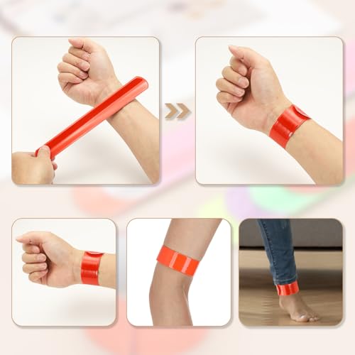 PATIKIL 22cm/8.7in Reflective Bands, 12pcs Reflective Arm Bands Straps Wrist Reflective Running Gear Safety Reflective Straps Bracelets High Visibility for Night Walking Bicycle - color: Orange