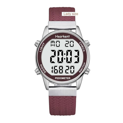 Hearkent Pedometer Watch,Step,Mileage&Calorie Tracker,Large Numbers - color: Red