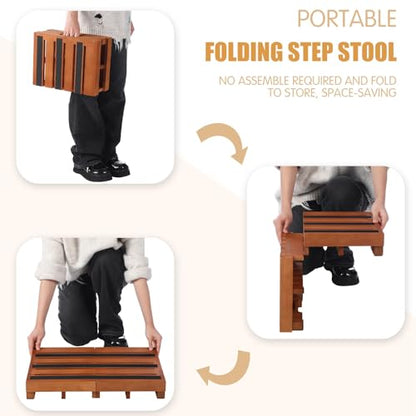 Wooden Step Stool 3 Inch One-Step Non-Slip Outdoor Platform