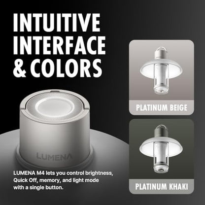 LUMENA M4 Portable LED Lantern | Rechargeable Camping Light, Water-Resistant, 3350mAh Battery, Adjustable Brightness & Modes, Magnetic, Durable for Outdoor & Emergency Use (Platinum Beige) - color: Platinum Beige