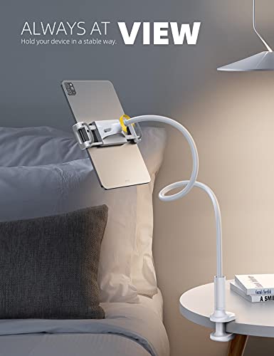 Lamicall Gooseneck Tablet Holder Mount Bedside Flexible Arm Full Adjustable - color: White