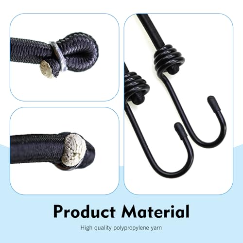 4 PCS 48 Inch Car Bungee Cords with Hooks, Heavy Duty Elastic Stretch Bungee Straps, Auto Cargo Tie-Downs, Universal for Cars, SUVs, Trucks, RVs, Off-Road (Black)