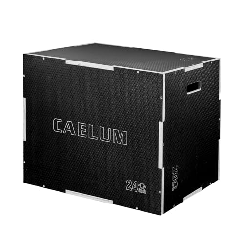 CAELUM 3-in-1 Wood Plyo Box, Non-Slip Plyometric Jump Box for Gym, Squats - color: Black, size: 30" x 24" x 20"
