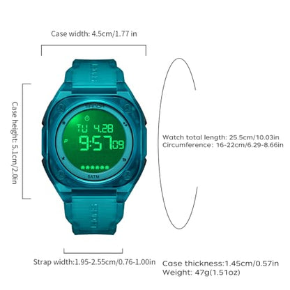 FANMIS Men's Digital Sports Watch Big Face Stopwatch Outdoor Rubber Strap - color: Green