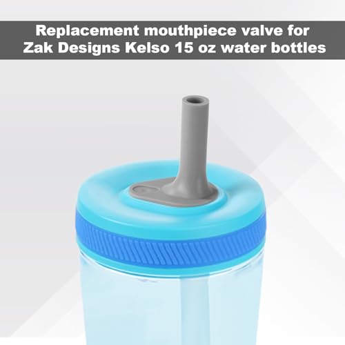 12pcs Replacement Bite Valve for Zak Designs Kelso 15oz, BPA-Free Mouth Piece Silicone Mouthpiece Lid Parts with Cleaning Brush Reusable Straw Cup Accessories Compatible with Zak (Gray)