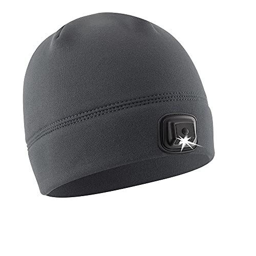 POWERCAP LED Hat Light 150 Lumens Rechargeable Fleece Beanie with Bright Built-in Headlamp Waterproof LED Warm One Size Cap - color: Gray 3.0