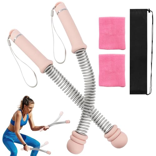 Ropeless Battle-Ropes (2-Pack) Portable Workout Ropes for HIIT Workouts,Cardio & Muscle Training, Low-Impact Training Heavy Duty Arm Exerciser for Strength Training - color: Pink